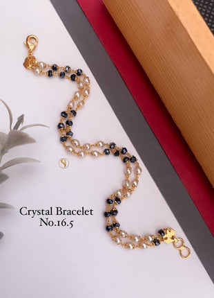 Black and White Pearl Double Crystal Bracelet