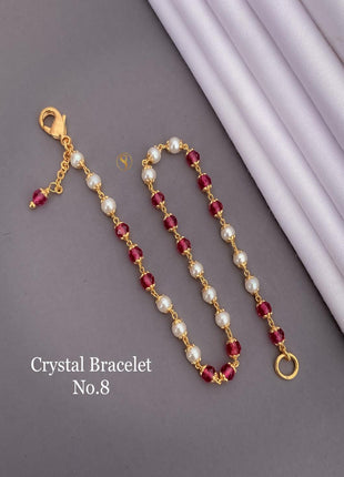 Soft Pink Crystal Gold Chain Bracelet