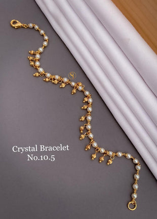 Lilac Crystal Gold-Plated Beaded Pearl Bracelet