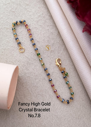 Multicolor Crystal Gold-Plated Chain Bracelet