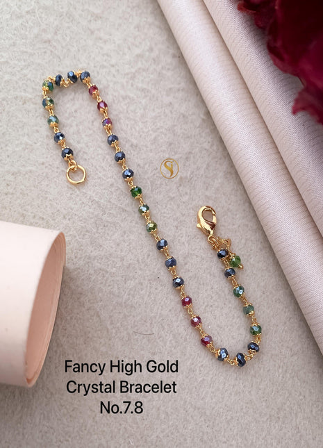 Multicolor Crystal Gold-Plated Chain Bracelet