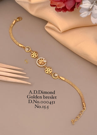Elegant Golden Bracelet with Floral Charms