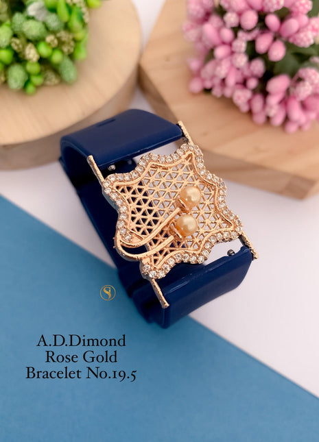 Twin Pearl Rose Gold Bracelet with Black Strap