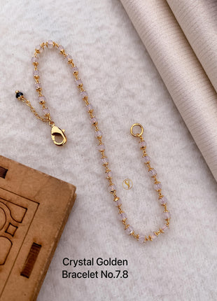 Soft Pink Crystal Gold Chain Bracelet