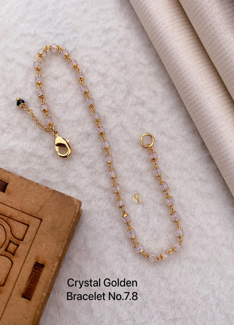Soft Pink Crystal Gold Chain Bracelet