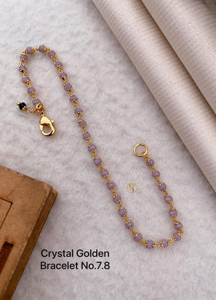 Lilac Crystal Gold-Plated Purple Beaded Bracelet