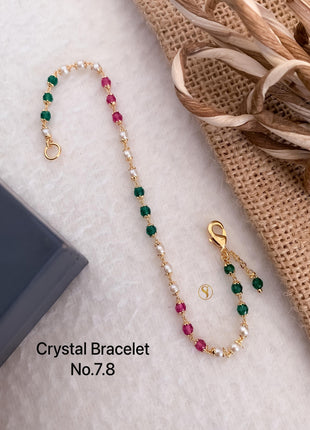 Pearl & Crystal Green-Pink Bracelet