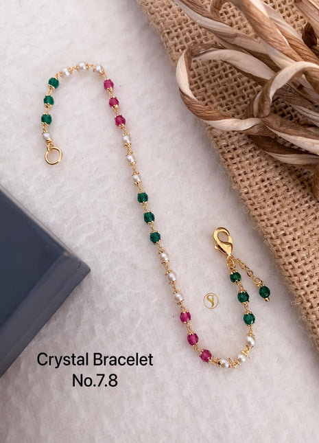 Pearl & Crystal Green-Pink Bracelet