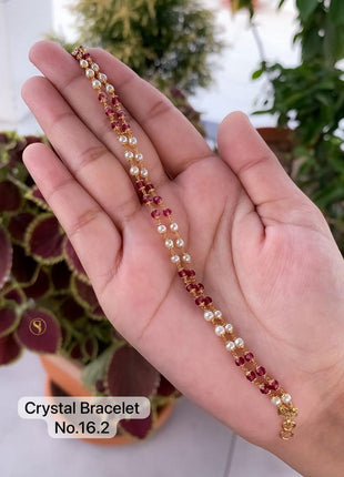 Dual Layer Red-Pearl Crystal Bracelet