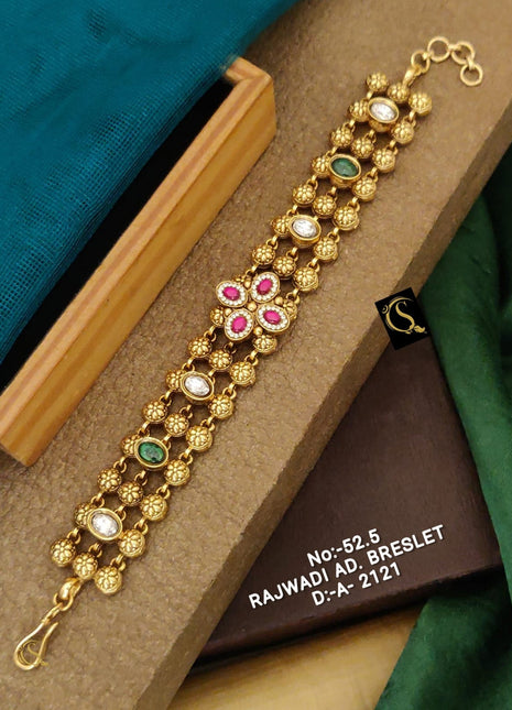 Gold-Plated Kundan Kada Bangles