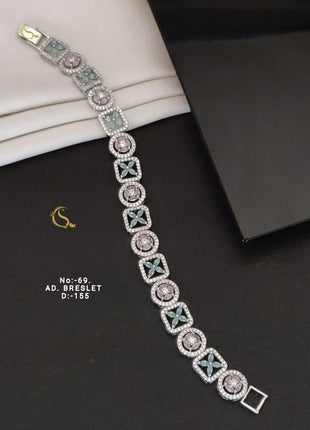 American Diamond Square Floral Bracelet