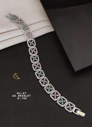 American Diamond Mint-Pink Stone Bracelet
