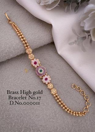 Soft Pink Floral Gold Bracelet