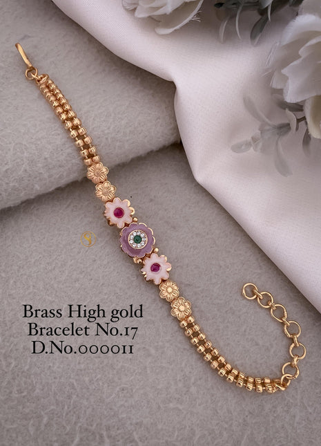 Soft Pink Floral Gold Bracelet