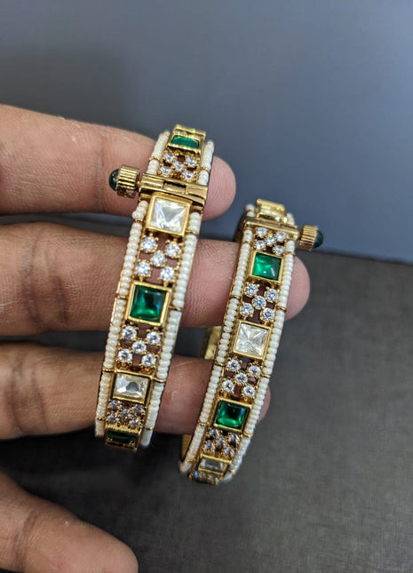 Oxidized Bangles with Pearl Beads