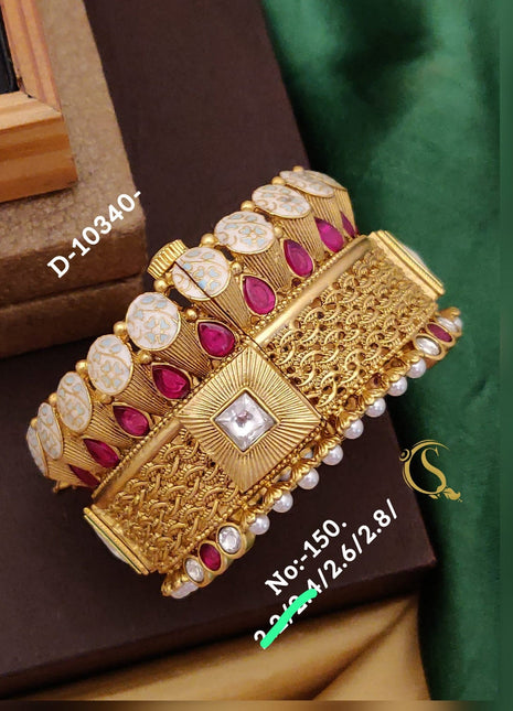 Antique Kundan Leaf Design Kada