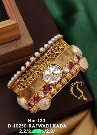 Rajwadi Filigree Kundan Kada