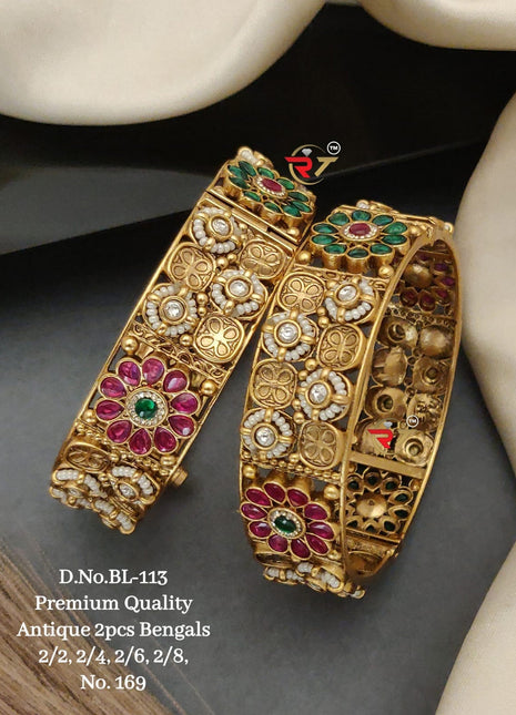 Gold-Plated Pearl Bangles