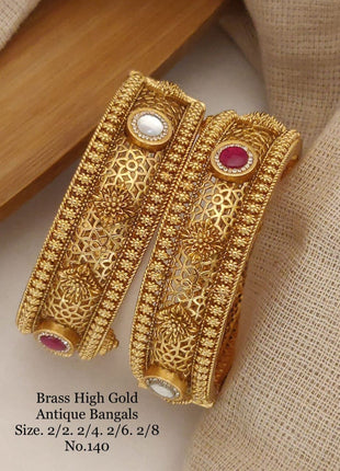 Floral Filigree Antique Bangles with Dual Tone Stones