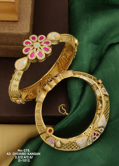 Gold-Plated Bangle with Intricate Carving