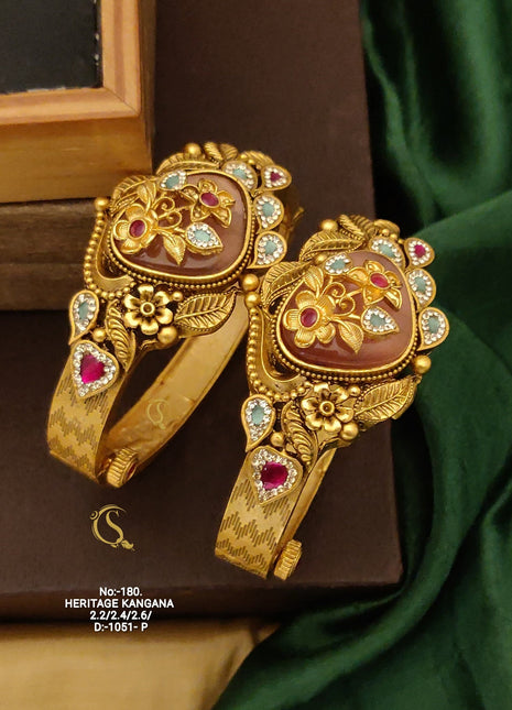 Gold-Plated Kundan Bangle Set