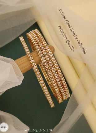 Gold-Plated Antique Bangles with Etched Detailing