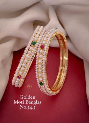 Monzonite Stone Bangles with Gold Finish