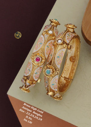 Gold-Plated Floral Pattern Bangles