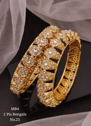 American Diamond Bangles in Gold Finish