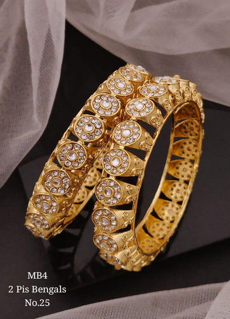 American Diamond Bangles in Gold Finish