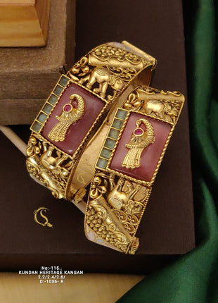 Kundan Heritage Bangles with Texture