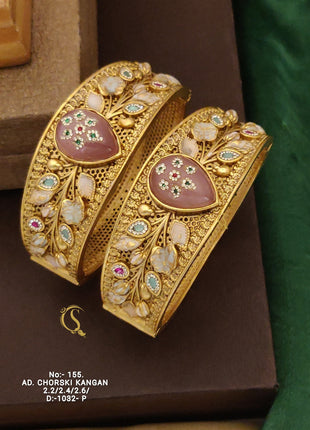 Kundan Studded Gold-Plated Bangles