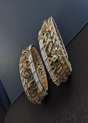 Monzonite and Kundan Gold-Plated Bangles