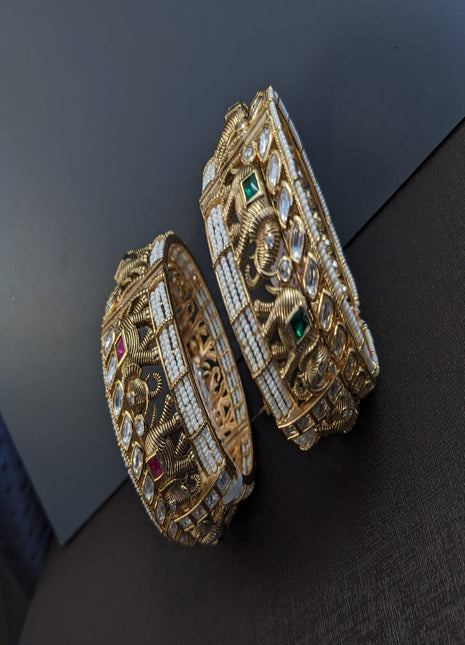 Monzonite and Kundan Gold-Plated Bangles