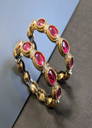 Chunky Oxidized Bangles with Carvings