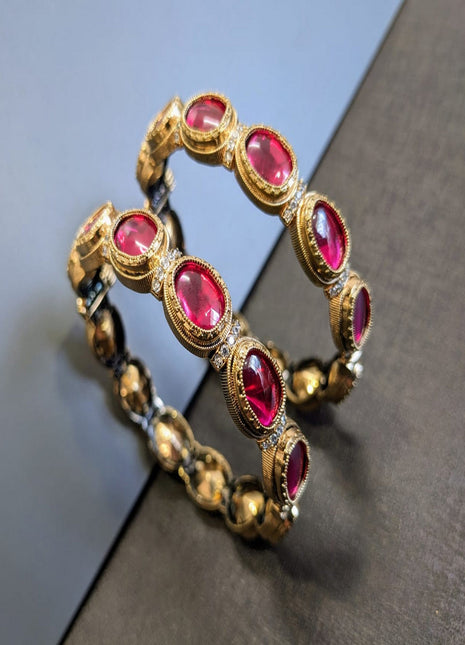 Chunky Oxidized Bangles with Carvings