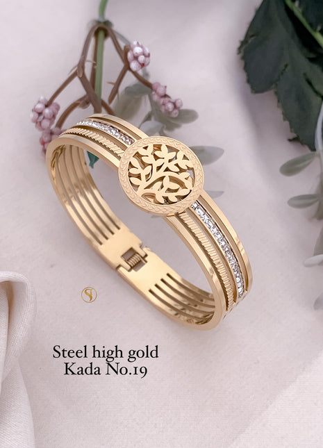 Gold-Plated Floral Design Bangles