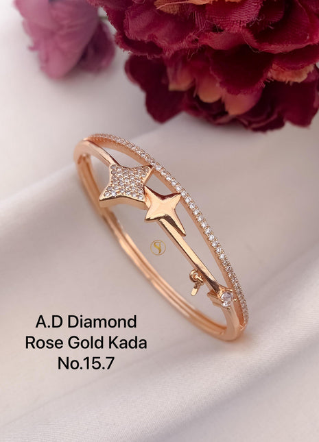 Elegant Wave Band Kada in Rose Gold