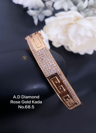 Sleek Kada with Geometric Frame and Stones
