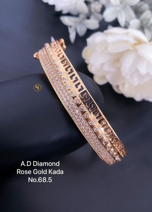 Om-Engraved Kada with American Diamond Bands