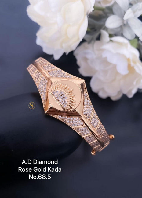 Panther Link Golden Kada with A.D American Diamonds